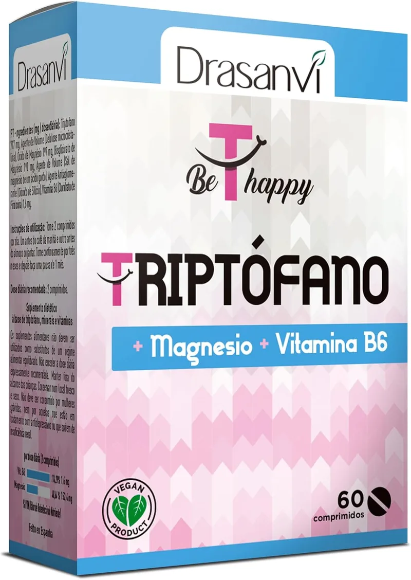 Drasanvi ▫️ Triptofano em 60 comprimidos para o descanso diário, sem glúten