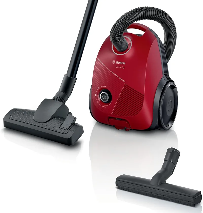 Bosch ▫️ Aspirador com saco, Série 2, Leve, 3,5 litros, Vermelho, BGBS2RD1