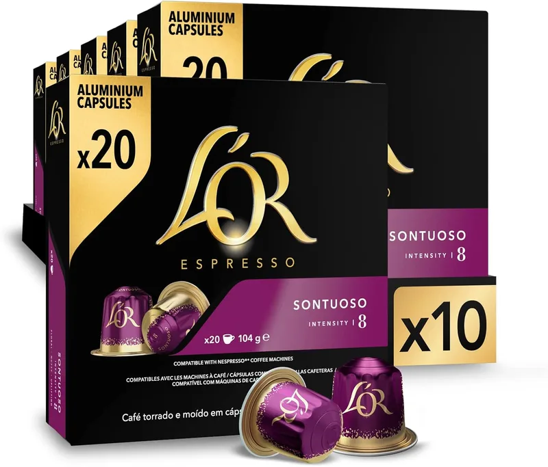 L'OR ▫️ Cápsulas de café expresso: Intensidade 8: 200 Cápsulas compatíveis com Nespresso (R)
