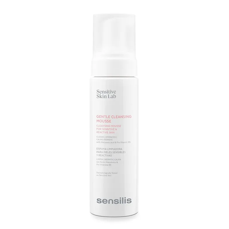 Sensilis - Mousse de Limpeza Suave, Espuma de Limpeza Facial sem sabão, Hidrata, Suaviza e Protege da Poluição, com Ácido Hialurónico e Prebióticos, para Pele Sensível