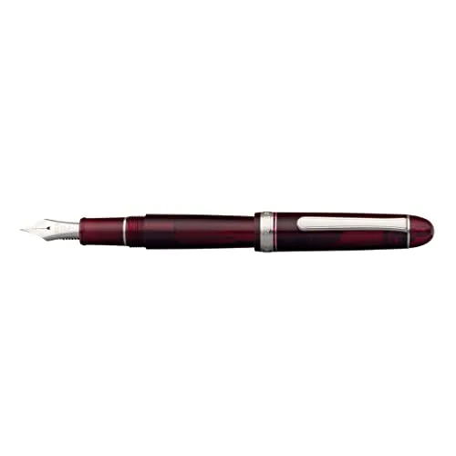 PLATINUM ▫️ Caneta-tinteiro japonesa n.º 3776 Century Rhodium Bourgogne C/vermelho/0,54-0,64 mm/Feita à mão/Ponta de ouro de 14 quilates/com caixa de presente/caneta-tinteiro 2