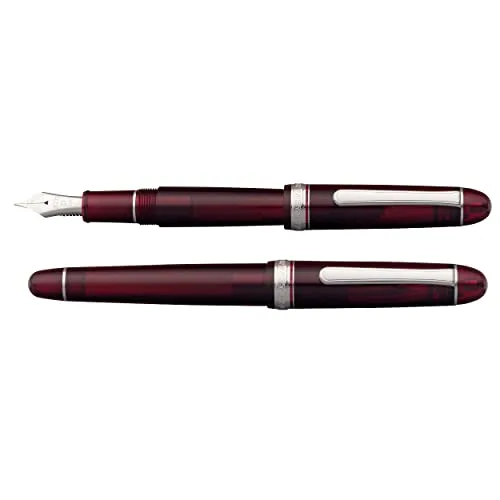 PLATINUM ▫️ Caneta-tinteiro japonesa n.º 3776 Century Rhodium Bourgogne C/vermelho/0,54-0,64 mm/Feita à mão/Ponta de ouro de 14 quilates/com caixa de presente/caneta-tinteiro 4