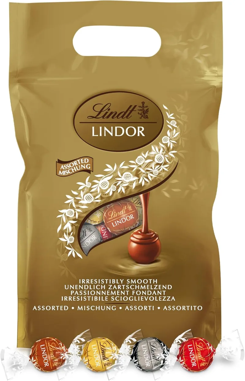 Lindt ▫️ LINDOR sortido de chocolates - cerca de 80 bolas, 1 kg de chocolate negro 70%, chocolate de leite, chocolate branco, chocolate com avelãs, com recheio de chocolate cremoso