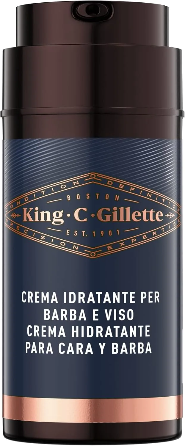 King C. Gillette ▫️ Creme hidratante facial e para a barba para homem, cuidados com a barba, com vitamina B, 1 embalagem de 100 ml, ideal para a barba masculina, excelente ideia de presente para homem