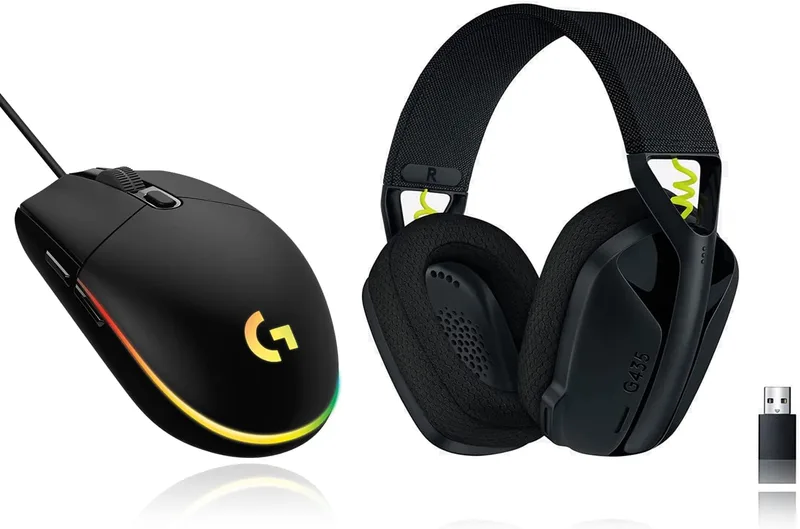 Logitech G ▫️ Rato Logitech G203 LIGHTSYNC + Auricular sem fios Logitech G435 LIGHTSPEED para jogos, preto