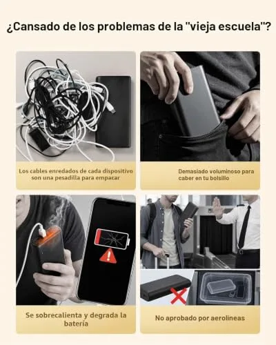 VEEKTOMX ▫️ Power Bank 20000mAh Bateria Externa USB-C Carregador Portátil com Cabos Integrados, 5 Saídas e 2 Entradas Power Bank Compatível com iPhone/Samsung/Huawei/Tablet, Indispensável para Viagens (Preto) 2