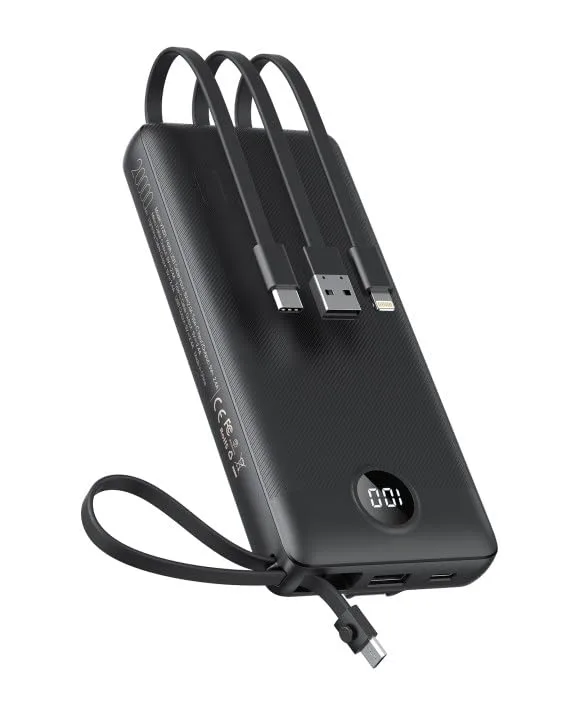 VEEKTOMX ▫️ Power Bank 20000mAh Bateria Externa USB-C Carregador Portátil com Cabos Integrados, 5 Saídas e 2 Entradas Power Bank Compatível com iPhone/Samsung/Huawei/Tablet, Indispensável para Viagens (Preto) 4