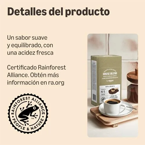 by Amazon ▫️ da Amazon Café Torrado e Moído Clássico 100% Arábica, Torra Média, 1 Embalagem de 500 g, Certificado pela Rainforest Alliance 3