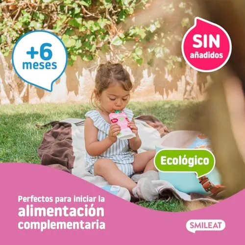 Smileat ▫️ Saquinhos ecológicos de iogurte e framboesa, embalagem de 10 x 100 g 3