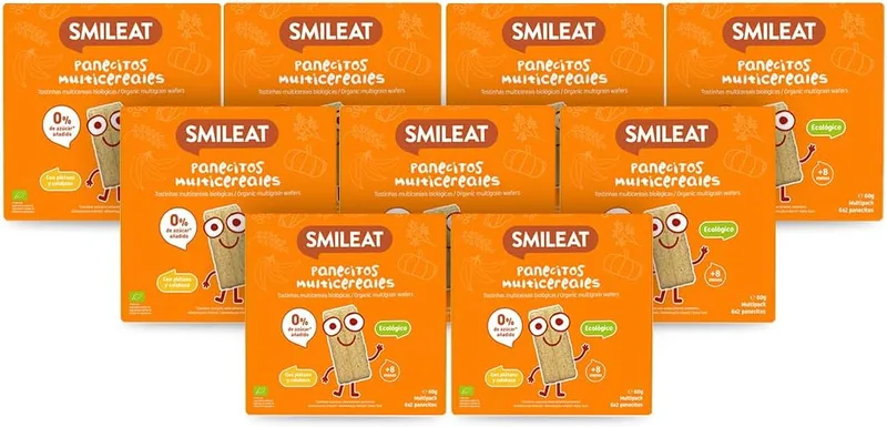 SMILEAT EAT & SMILE ▫️ Smileat - Muffins Multigrãos - Lanche para Crianças +8 Meses - Biológicos e Sem Glúten - Sem Açúcar Adicionado - Ideal para Lanches - Embalagem de 9 x 60 g