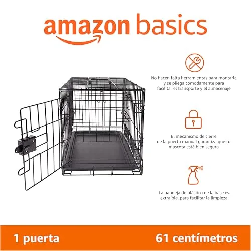 Amazon Basics ▫️ Gaiola para cães em arame metálico, dobrável, com tabuleiro, porta única, 61 x 46 x 51 cm (C x L x A), preta 2
