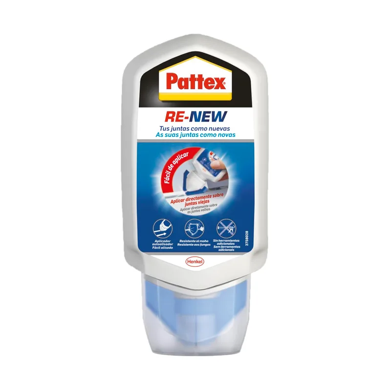 Pattex ▫️ Baño Sano RE-NEW, silicone branco para juntas limpas em passos simples, silicone rápido resistente ao bolor, selante para juntas de cozinha e casa de banho, 1x80 ml