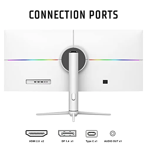 Itek ▫️ Monitor de jogos GGF, plano de 40", 3440x1440 (Ultra WQHD), 21:9, HDR600, IPS, 144 Hz, 1 ms, FreeSync, G-Sync, HDMI, DisplayPort, Áudio, LED RGB, Altura ajustável, HUB USB, Type-C, Branco Brilhante 5