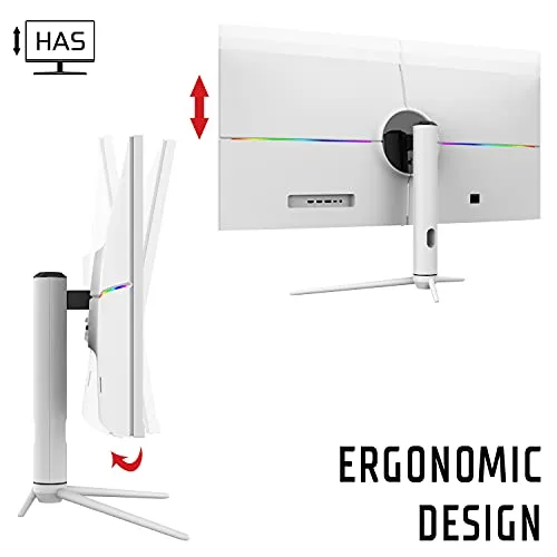 Itek ▫️ Monitor de jogos GGF, plano de 40", 3440x1440 (Ultra WQHD), 21:9, HDR600, IPS, 144 Hz, 1 ms, FreeSync, G-Sync, HDMI, DisplayPort, Áudio, LED RGB, Altura ajustável, HUB USB, Type-C, Branco Brilhante 6