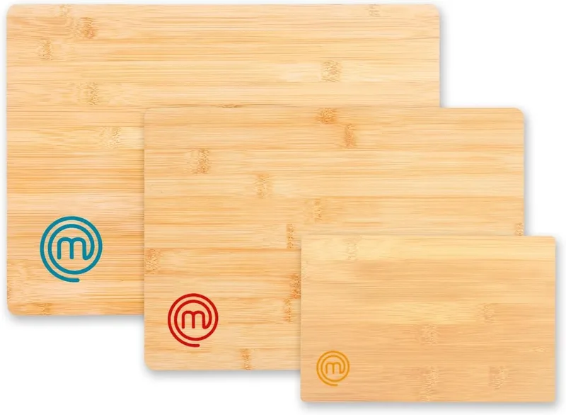 MasterChef ▫️ Tábuas de Corte de Cozinha, Conjunto de 3 Tábuas de Bambu - 38 x 27,5 cm / 34 x 23,5 cm / 23 x 15 cm, ideais para cortar pão, presunto, legumes e queijos, conjunto de tábuas de cortar, sustentável