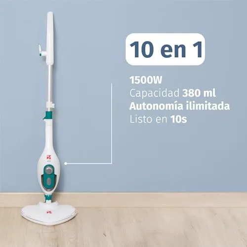 Di4 ▫️ Steamclean Multi 10 Max Esfregona/Limpador a Vapor Multifunções 10 em 1, 1500 W, Elimina 99,9% dos vírus e bactérias, Limpeza sem produtos químicos nem abrasivos, Limpador a vapor doméstico, Limpador de estofos 3