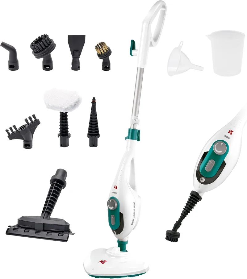 Di4 ▫️ Steamclean Multi 10 Max Esfregona/Limpador a Vapor Multifunções 10 em 1, 1500 W, Elimina 99,9% dos vírus e bactérias, Limpeza sem produtos químicos nem abrasivos, Limpador a vapor doméstico, Limpador de estofos