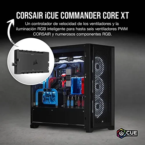 Corsair ▫️ iCUE COMMANDER CORE XT, controlador digital de iluminação RGB e velocidade das ventoinhas (até 6 ventoinhas PWM e 264 LEDs RGB, modo zero RPM, monitorização da temperatura) Preto (CL-9011112-WW) 2