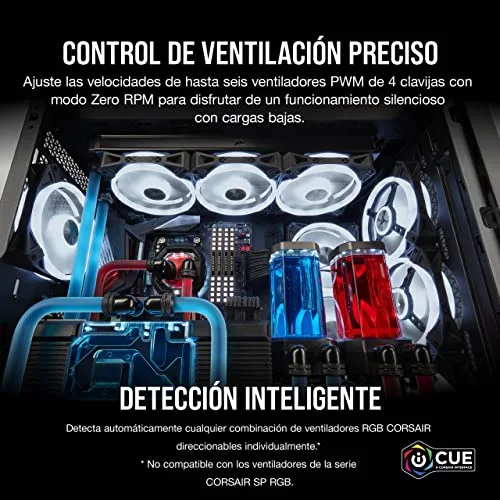 Corsair ▫️ iCUE COMMANDER CORE XT, controlador digital de iluminação RGB e velocidade das ventoinhas (até 6 ventoinhas PWM e 264 LEDs RGB, modo zero RPM, monitorização da temperatura) Preto (CL-9011112-WW) 3