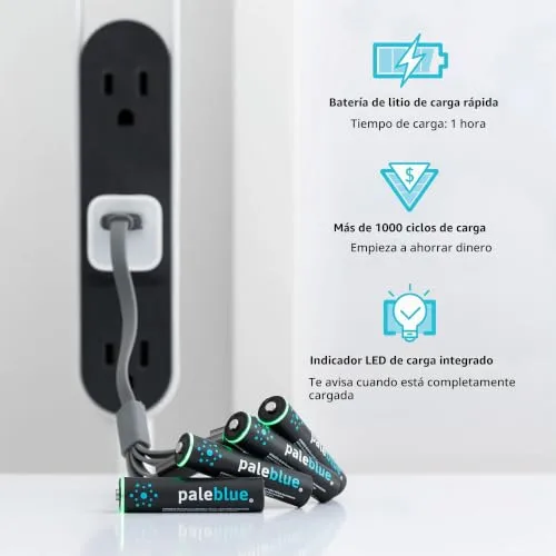 paleblue ▫️ Pilhas recarregáveis da marca modelo Rechargeable USB AAA 1,5 V 750 mAh x 4 (cabo incluído) 2