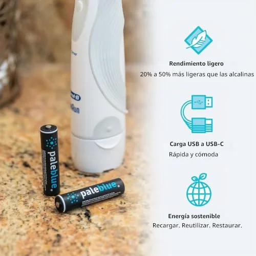paleblue ▫️ Pilhas recarregáveis da marca modelo Rechargeable USB AAA 1,5 V 750 mAh x 4 (cabo incluído) 3