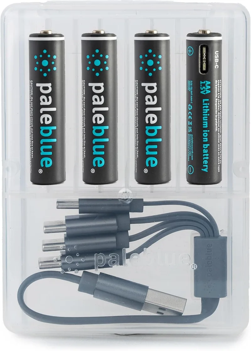 paleblue ▫️ Pilhas recarregáveis da marca modelo Rechargeable USB AAA 1,5 V 750 mAh x 4 (cabo incluído)