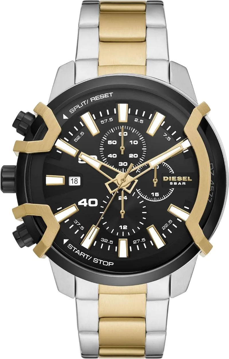 Diesel ▫️ Relógio Griffed para homem, movimento de quartzo/cronógrafo com bracelete em silicone, aço inoxidável ou pele