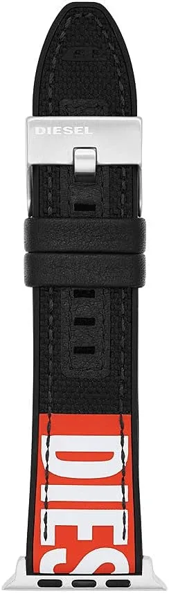 Diesel ▫️ Pulseira compatível com Apple Watch, 42/44/45/49 mm - 24 mm Nylon preto, DSS0005