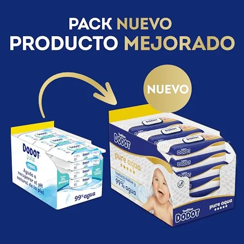 DODOT ▫️ Toalhitas para bebés Pure Aqua, 864 toalhitas (18 embalagens x 48 unidades) 2