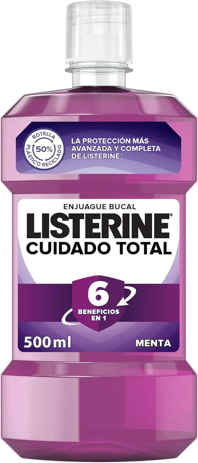 Listerine ▫️ Cuidado Total (1x500 ml), elixir bucal com flúor, elixir bucal com 6 benefícios num só, elixir bucal para uma higiene oral completa