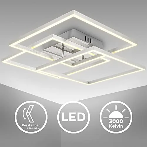 B.K.Licht ▫️ I Moldura LED de 40 Watt I candeeiro de teto orientável para escritório I 3000 K branco quente I cromo-alumínio 2