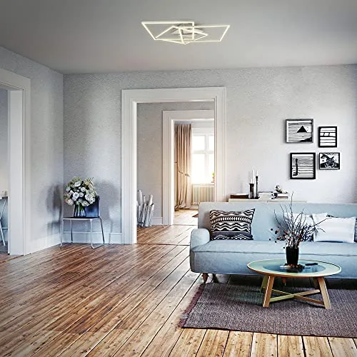 B.K.Licht ▫️ I Moldura LED de 40 Watt I candeeiro de teto orientável para escritório I 3000 K branco quente I cromo-alumínio 6