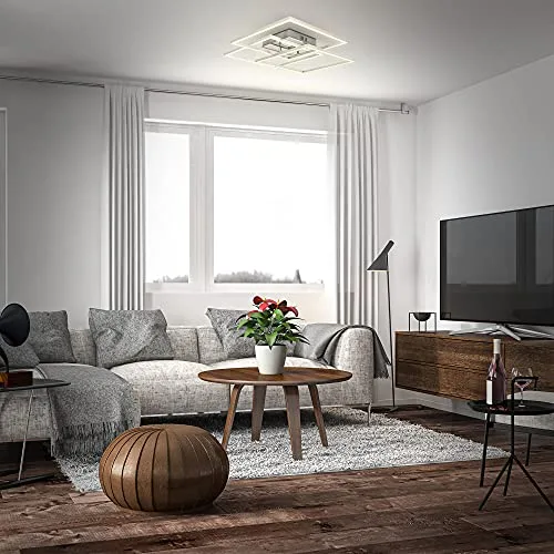 B.K.Licht ▫️ I Moldura LED de 40 Watt I candeeiro de teto orientável para escritório I 3000 K branco quente I cromo-alumínio 7