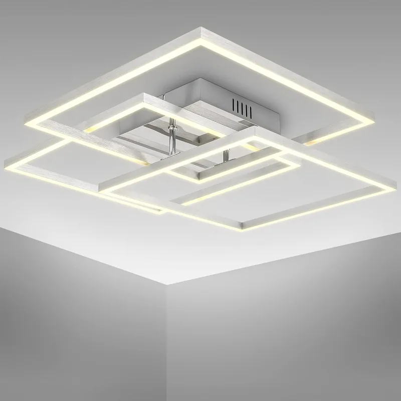 B.K.Licht ▫️ I Moldura LED de 40 Watt I candeeiro de teto orientável para escritório I 3000 K branco quente I cromo-alumínio