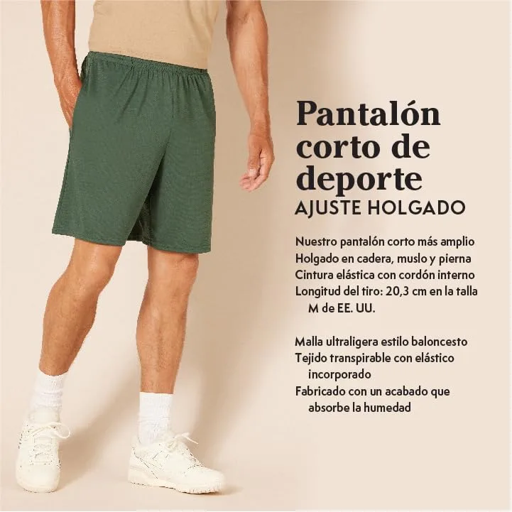 Amazon Essentials ▫️ Calções Desportivos de Basquetebol, Largos, Cintura Elástica, Respiráveis, Absorventes de Humidade para Homem, Conjunto de 2 2
