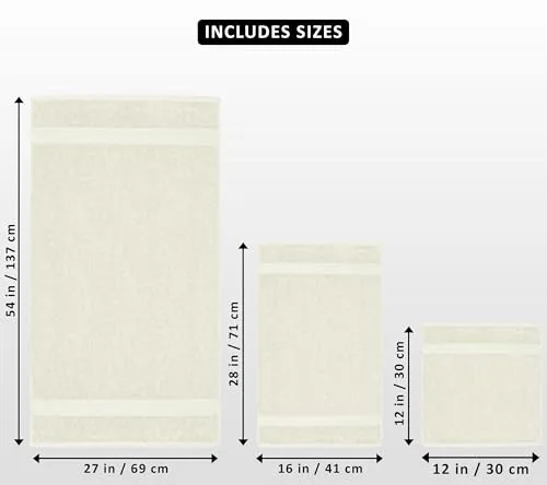 Utopia Towels ▫️ Conjunto de 8 toalhas de algodão com suporte - 2 toalhas de banho, 2 toalhas de mão e 4 toalhas de rosto - (Marfim) 2