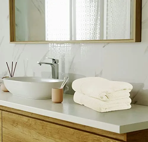 Utopia Towels ▫️ Conjunto de 8 toalhas de algodão com suporte - 2 toalhas de banho, 2 toalhas de mão e 4 toalhas de rosto - (Marfim) 6