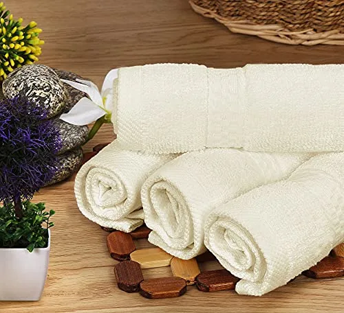 Utopia Towels ▫️ Conjunto de 8 toalhas de algodão com suporte - 2 toalhas de banho, 2 toalhas de mão e 4 toalhas de rosto - (Marfim) 7