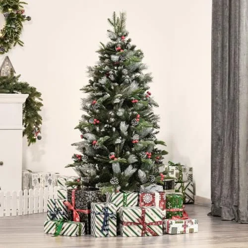 HOMCOM ▫️ Árvore de Natal Artificial de 150 cm com 440 ramos e 39 pinhas, verde 2