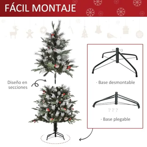 HOMCOM ▫️ Árvore de Natal Artificial de 150 cm com 440 ramos e 39 pinhas, verde 3