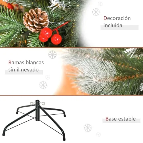 HOMCOM ▫️ Árvore de Natal Artificial de 150 cm com 440 ramos e 39 pinhas, verde 4