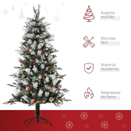 HOMCOM ▫️ Árvore de Natal Artificial de 150 cm com 440 ramos e 39 pinhas, verde 6