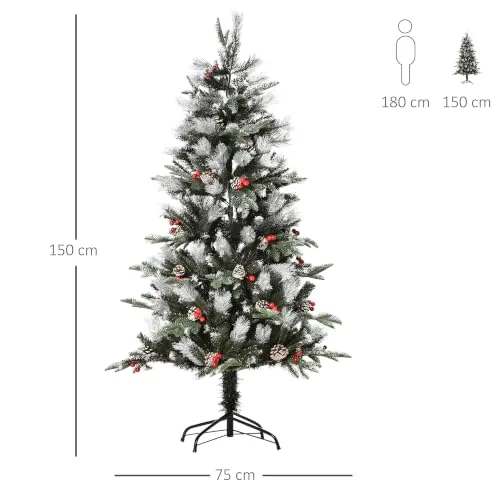 HOMCOM ▫️ Árvore de Natal Artificial de 150 cm com 440 ramos e 39 pinhas, verde 7