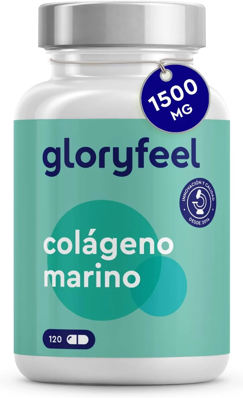 Gloryfeel ▫️ Colagénio Marinho Hidrolisado Puro - 1500mg Péptidos de Colagénio Marinho de Peixes Selvagens - Proteína de Colagénio para Massa Muscular, Ossos e Articulações - Testado em Laboratório