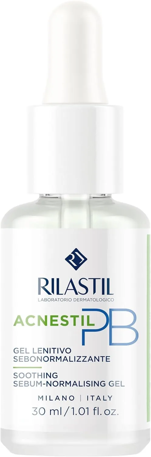 Rilastil ▫️ Acnestil PB, Gel-Sérum Seborregulador, 30 ml | Pré e Pós-bióticos, Acalma, Reequilibra, Hidrata, Reduz as vermelhidões, Pele com tendência acneica, Textura de gel-sérum, Facial, Acalma