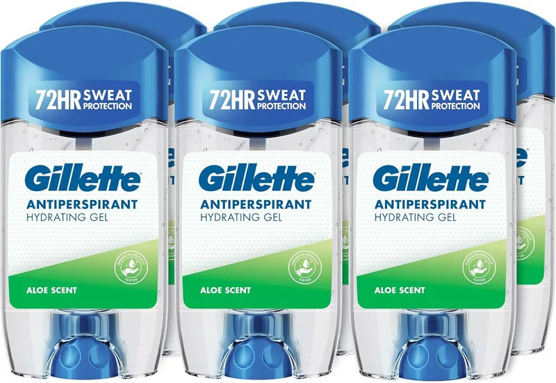 Gillette ▫️ Clear Gel Aloe Antitranspirante e Desodorizante para Homem 6x70 ml