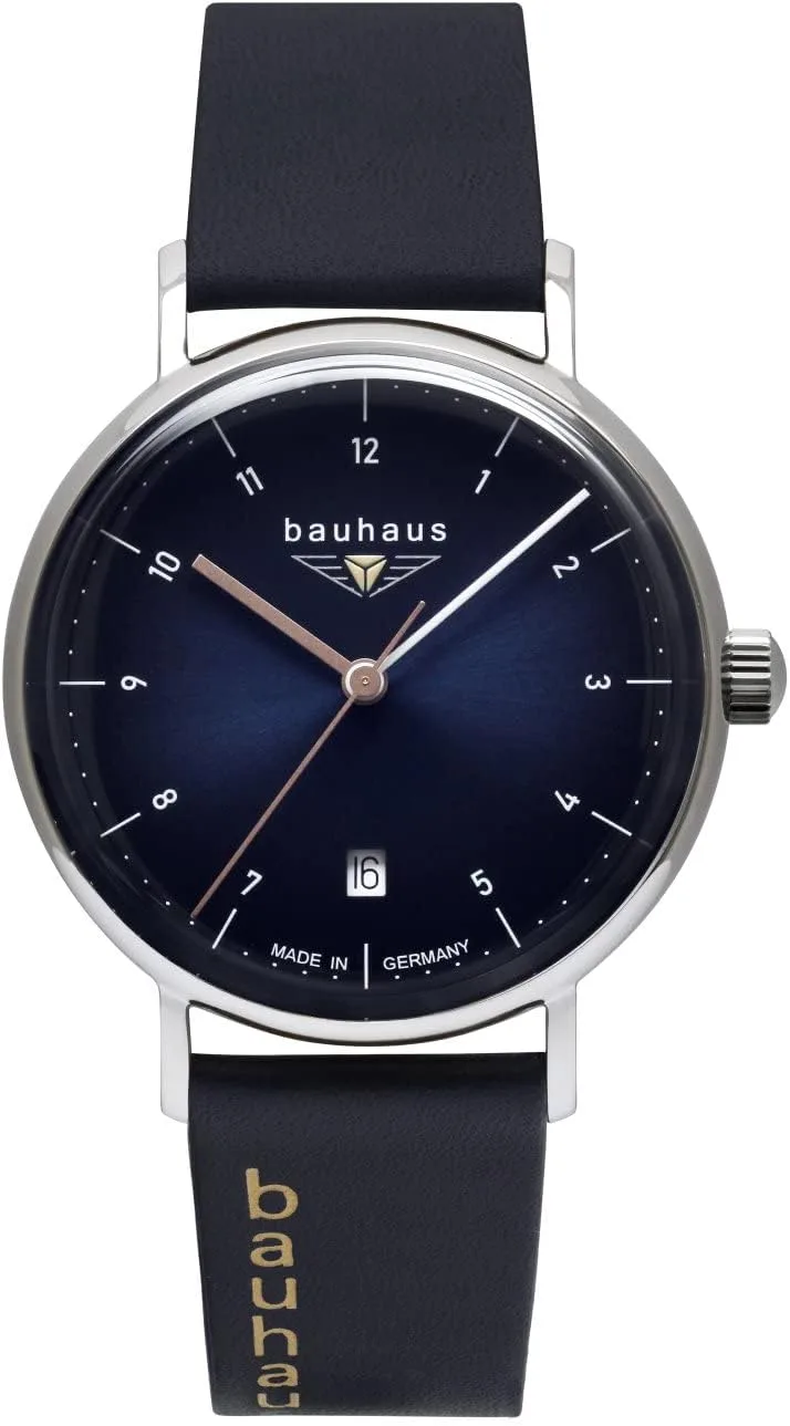 Bauhaus ▫️ Relógio para mulher com bracelete em pele, quartzo, data, 36 mm, fabricado na Alemanha 2141