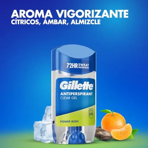 Gillette ▫️ Clear Gel Antitranspirante e Desodorizante Power Rush para Homem, 70 ml x 6 4