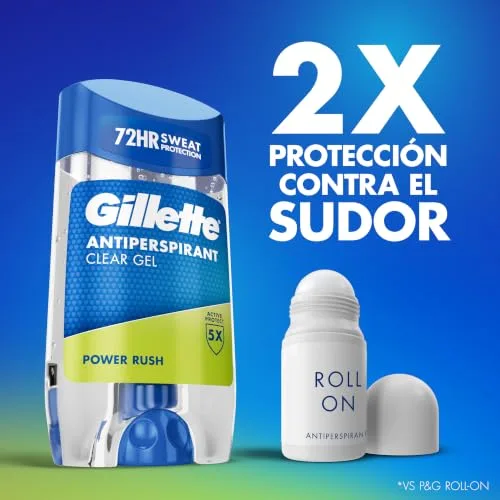 Gillette ▫️ Clear Gel Antitranspirante e Desodorizante Power Rush para Homem, 70 ml x 6 5