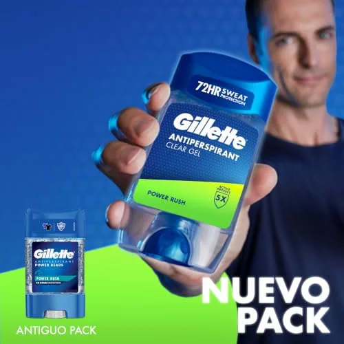 Gillette ▫️ Clear Gel Antitranspirante e Desodorizante Power Rush para Homem, 70 ml x 6 7